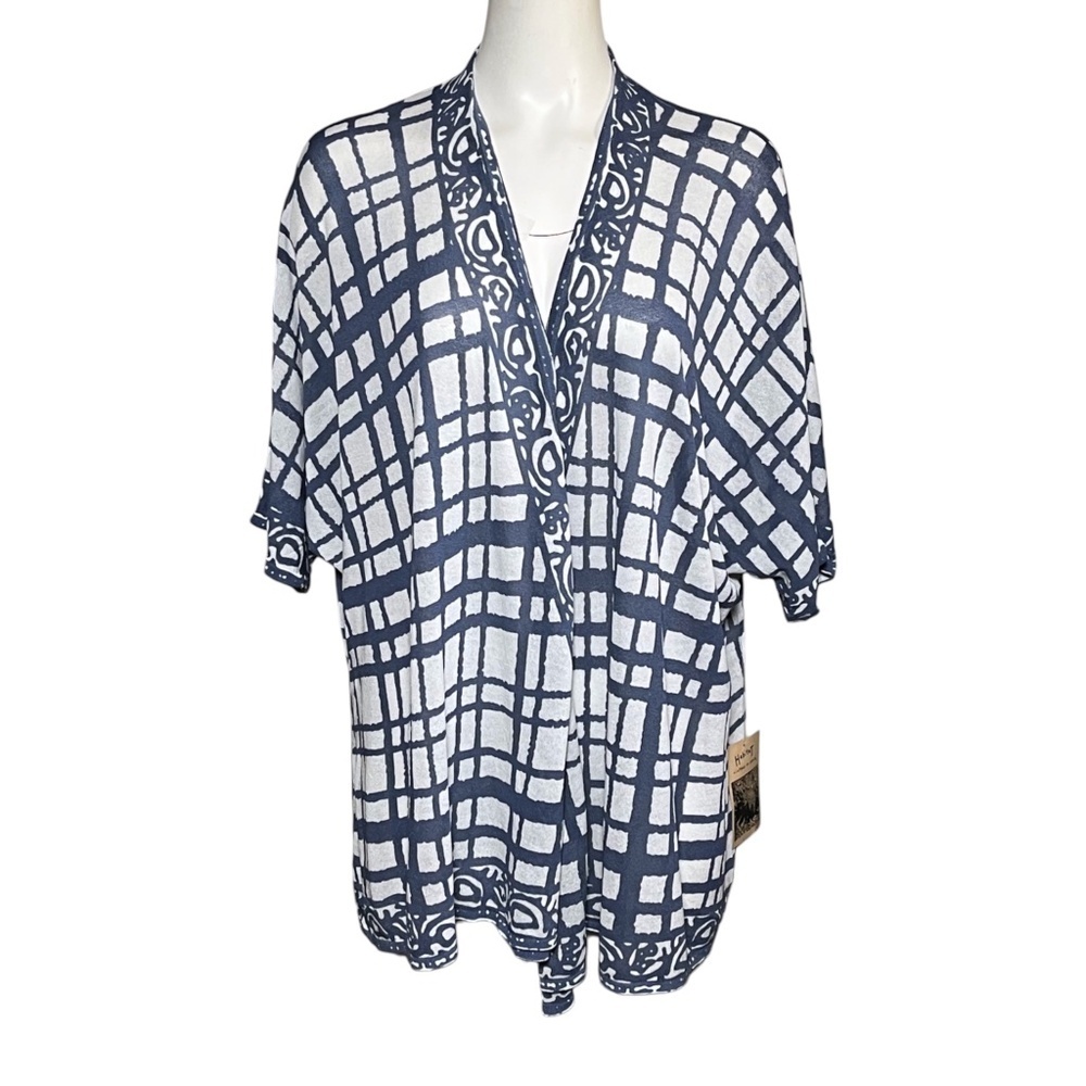 Habitat Clothes To Live In Womens Size XL Open Front Cardigan Sweater Blue Boxy